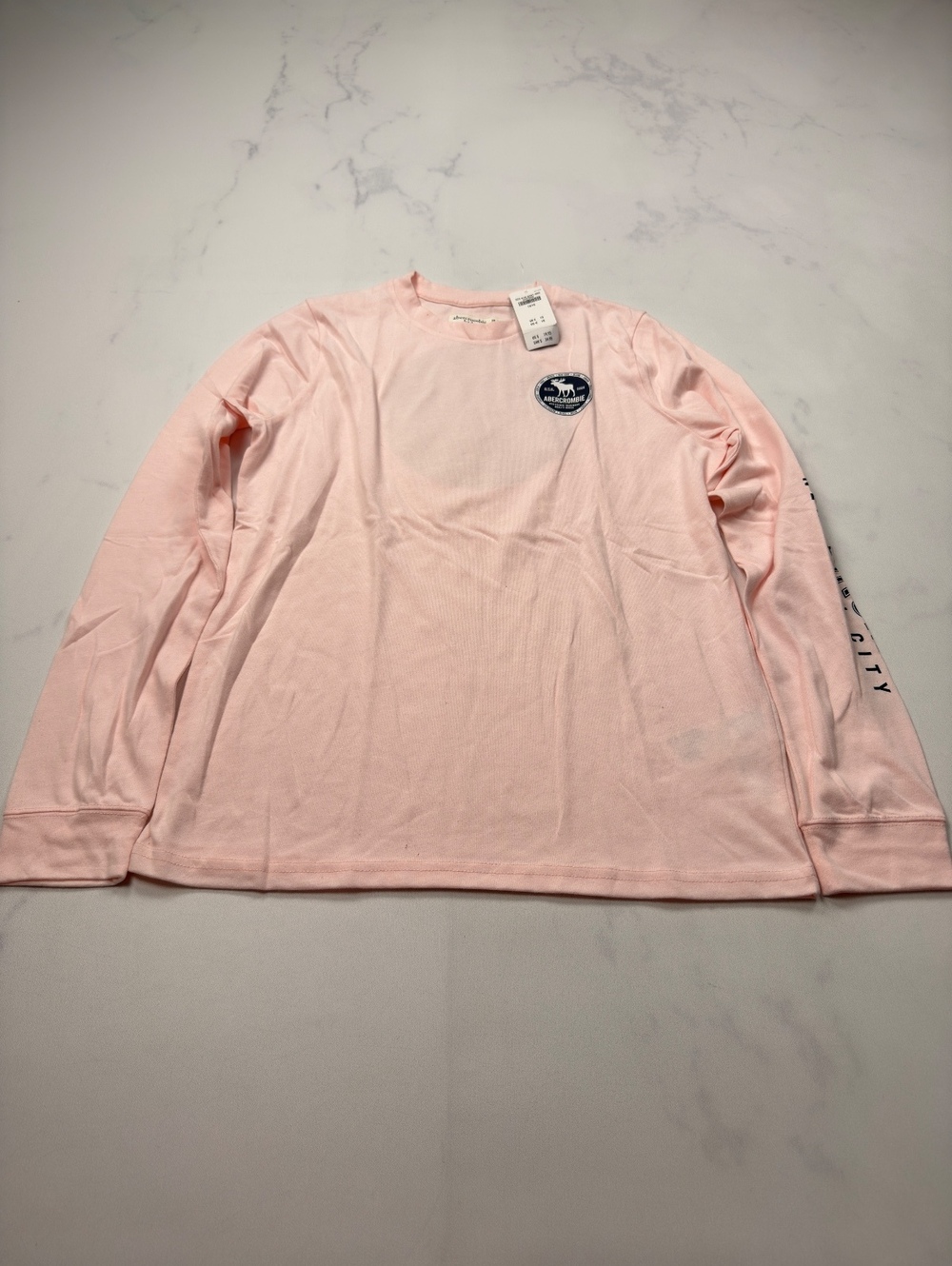 Abercrombie Graphic Long Sleeve T Shirt Pink 2010s Streetwear - Girls 15/16 NWT